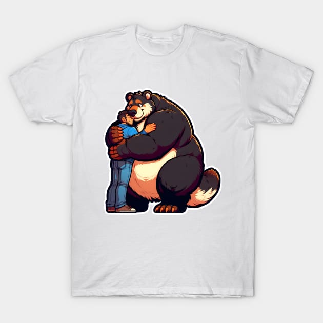 Man and Chubby Bear Lover Gay Furry Art T-Shirt by Blue Bull Bazaar